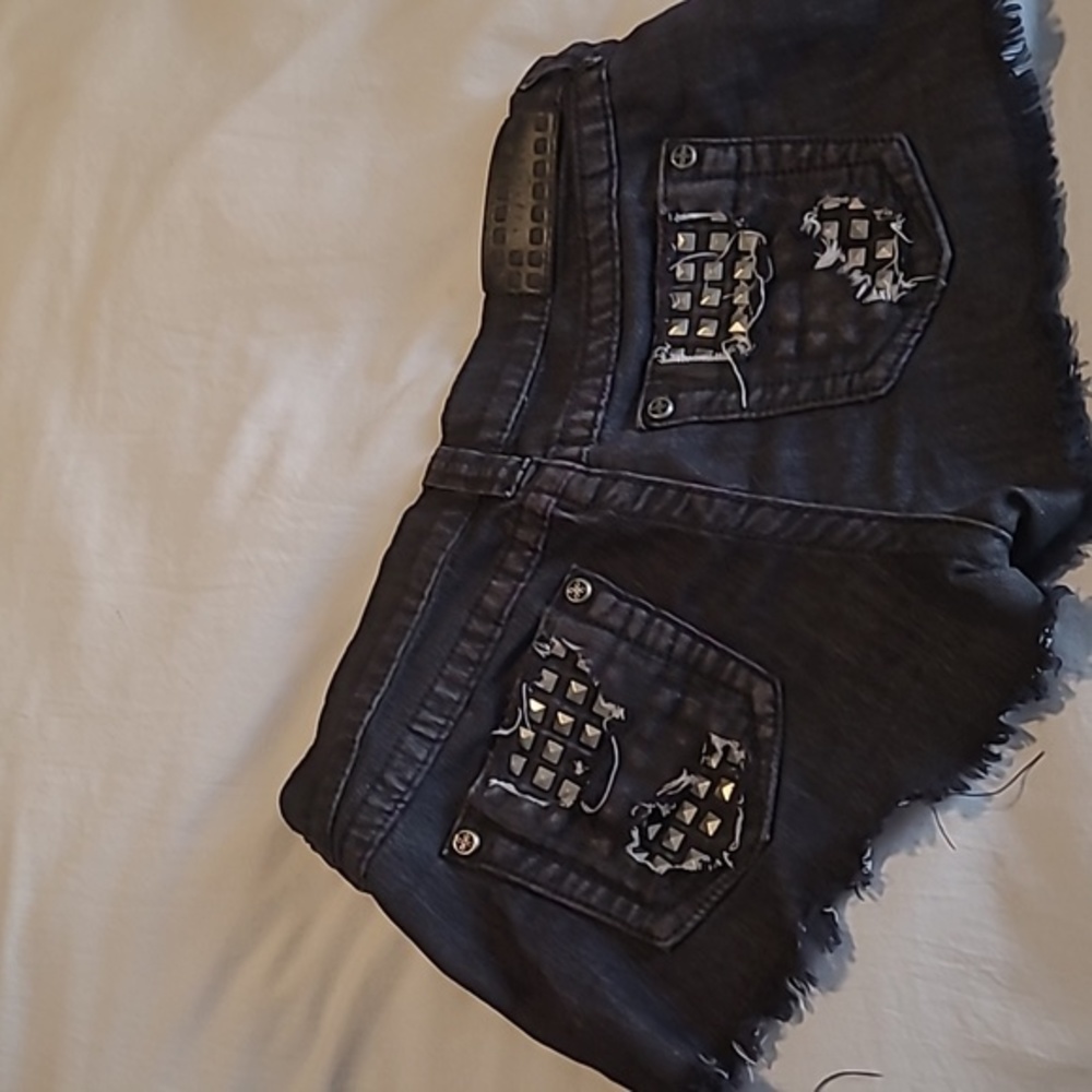 Affliction studded Jean shorts